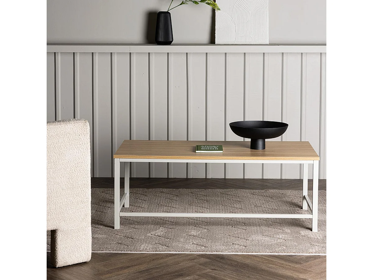 Table Basse Design "Rise" 120cm Naturel & Grège