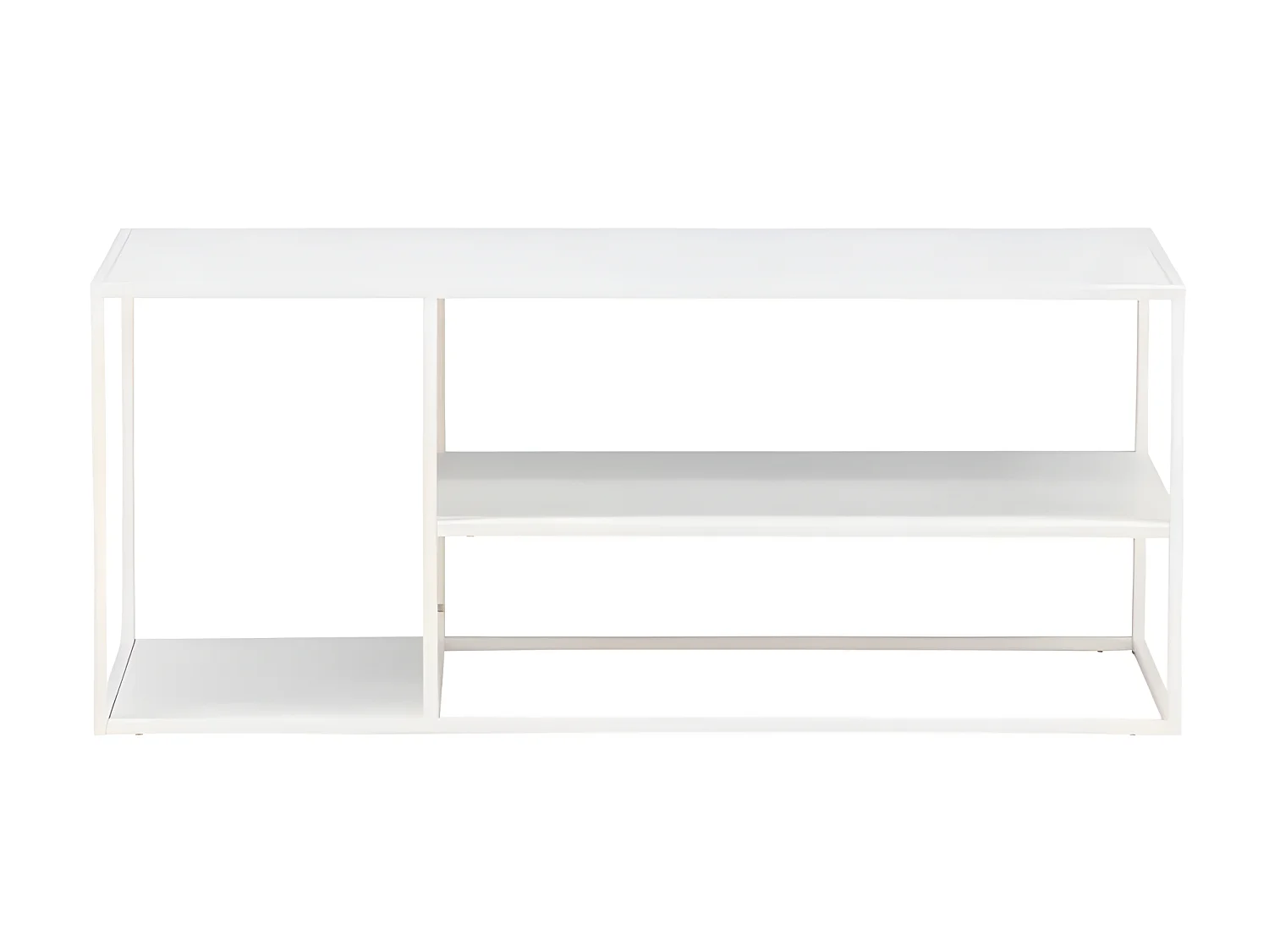 Table Basse Avec Étagères "Staal" 120cm Blanc