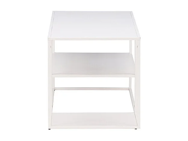 Table Basse Avec Étagères "Staal" 120cm Blanc