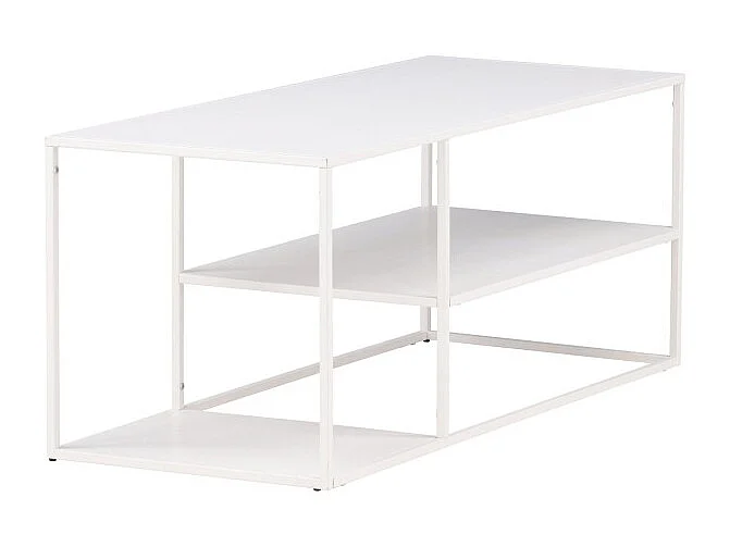 Table Basse Avec Étagères "Staal" 120cm Blanc