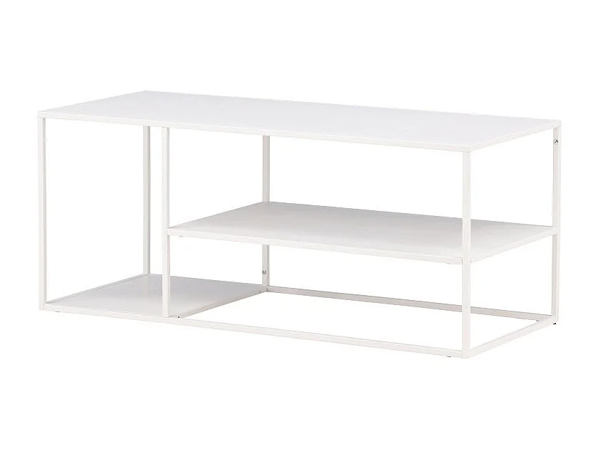 Table Basse Avec Étagères "Staal" 120cm Blanc