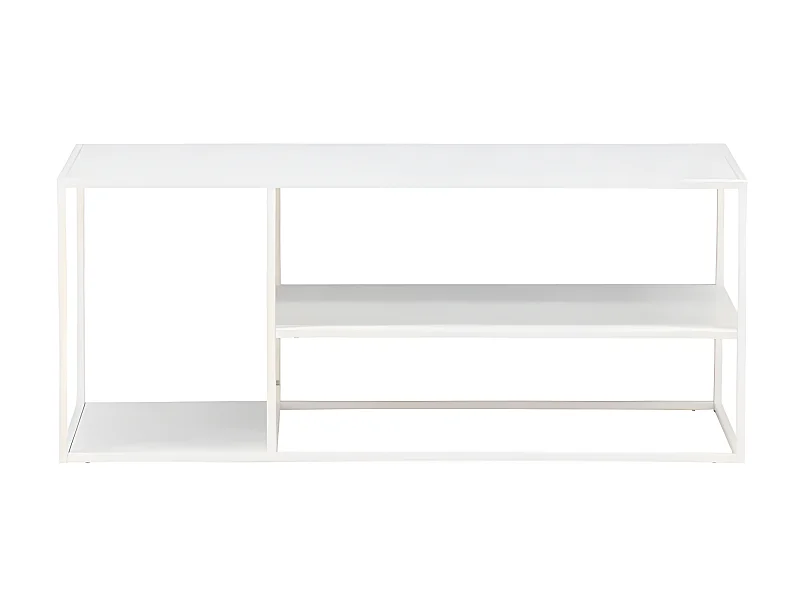 Table Basse Avec Étagères "Staal" 120cm Blanc