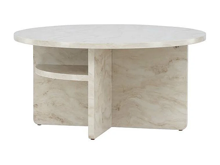 Table Basse Effet Marbre "Alesund " 85cm Beige