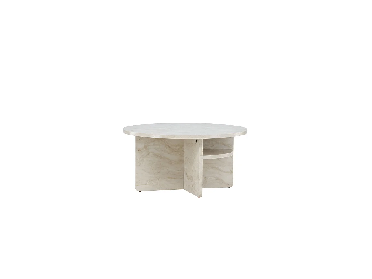 Table Basse Effet Marbre "Alesund " 85cm Beige