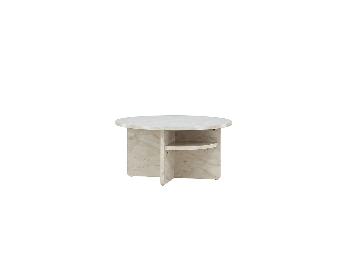 Table Basse Effet Marbre "Alesund " 85cm Beige