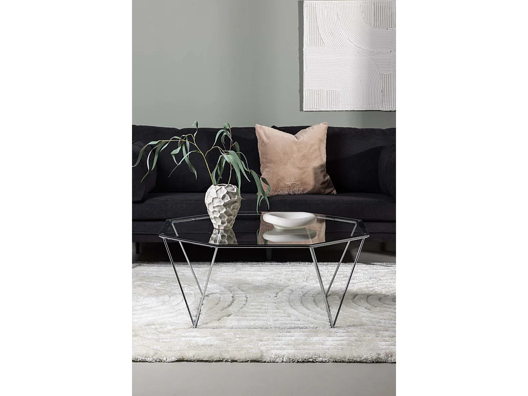 Table Basse Design en Verre "Osterlen" 100cm Argent