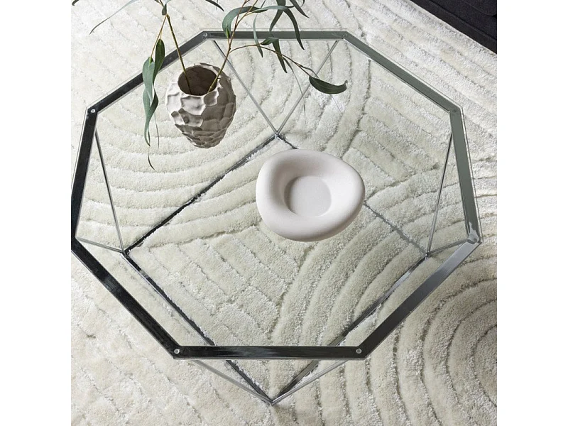 Table Basse Design en Verre "Osterlen" 100cm Argent