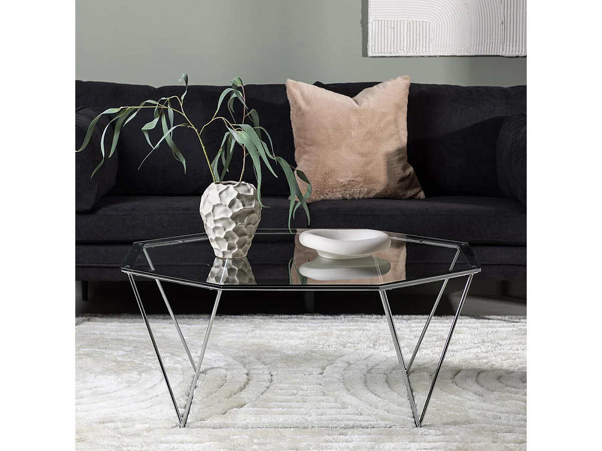 Table Basse Design en Verre "Osterlen" 100cm Argent