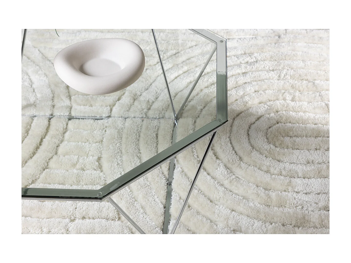 Table Basse Design en Verre "Osterlen" 100cm Argent