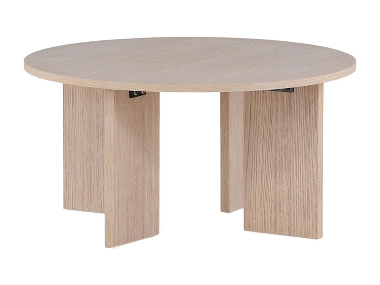 Table Basse Ronde Design "Askeron" 80cm Naturel