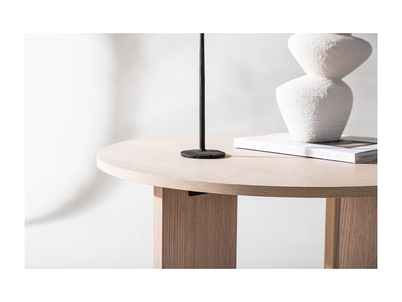 Table Basse Ronde Design "Askeron" 80cm Naturel