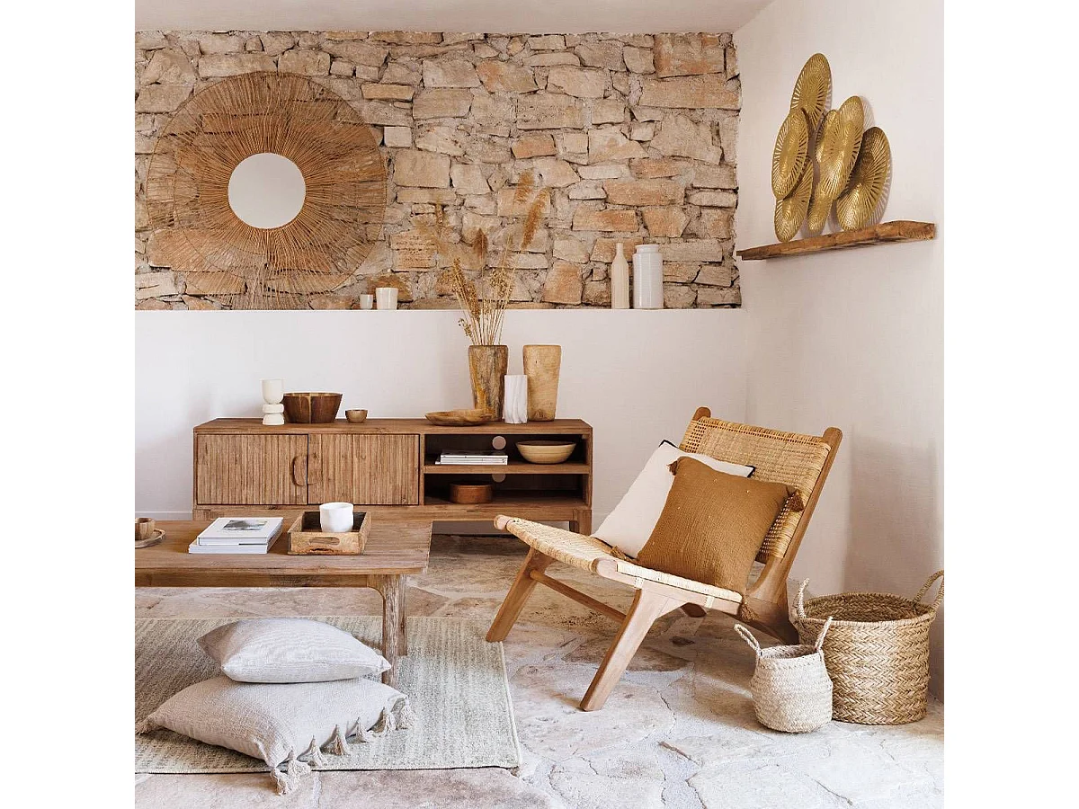 Coussin décoratif Orange Cannelle brodé doré avec pompons 40 x 40 cm