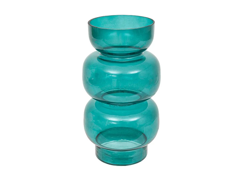 Vase en verre modelé Bleu Canard H 25 cm