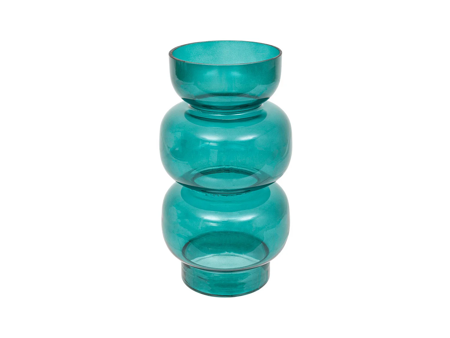 Vase en verre modelé Bleu Canard H 25 cm