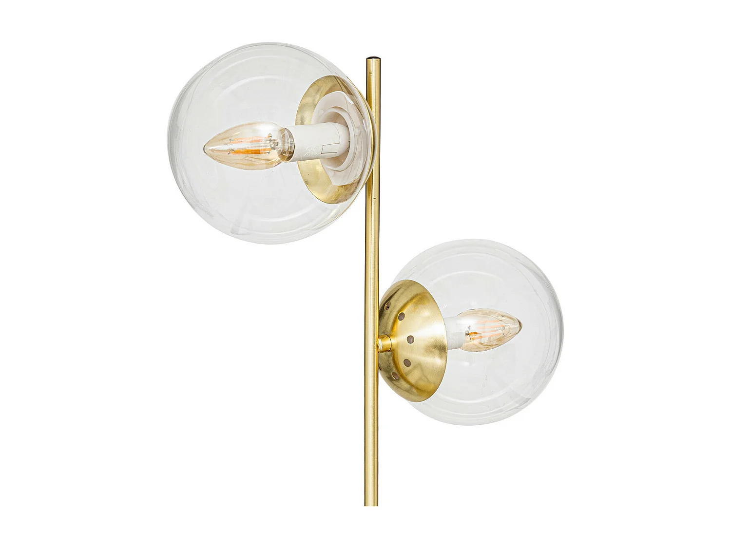 Lampe à poser 2 Globes en Verre et métal Doré H 48 cm