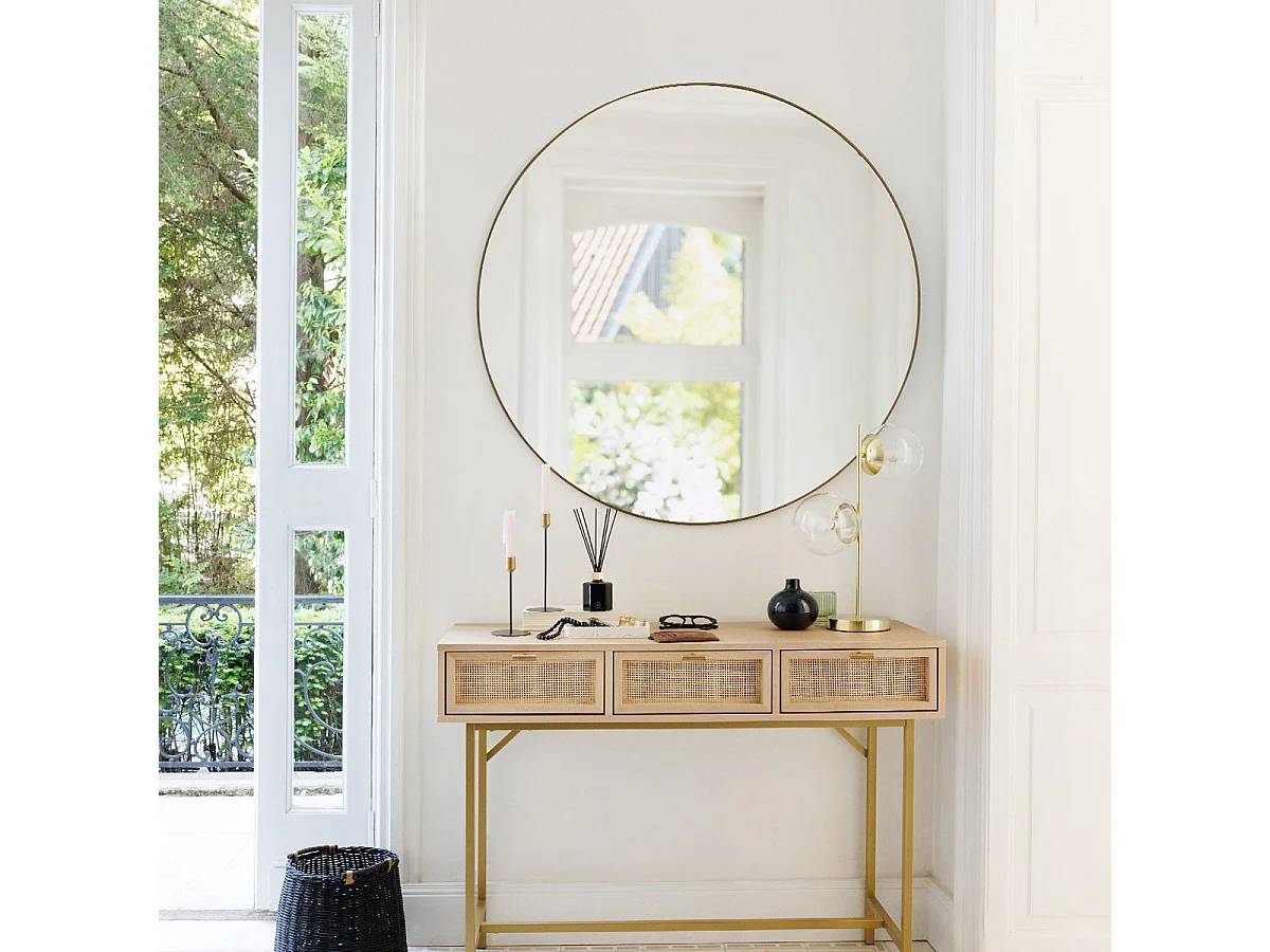 Lampe à poser 2 Globes en Verre et métal Doré H 48 cm