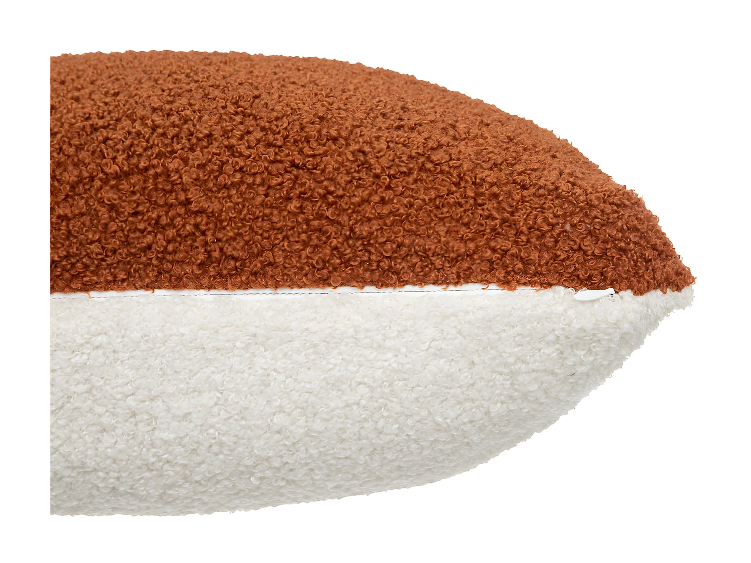 Coussin décoratif en Fourrure bouclette Cannelle & Ivoire 40 x 40 cm