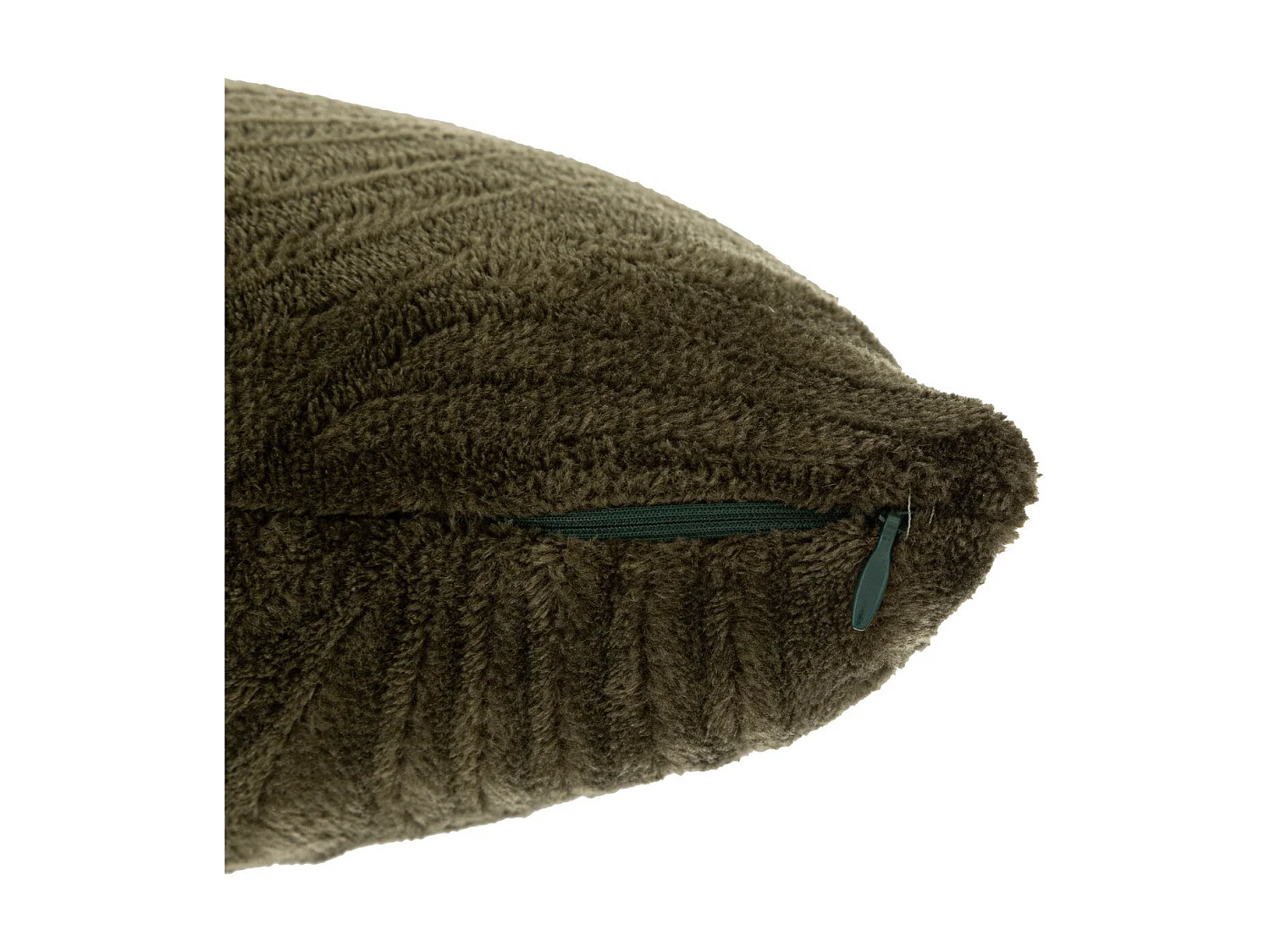 Coussin décoratif Flanelle Vert Kaki motifs en relief 40 x 40 cm