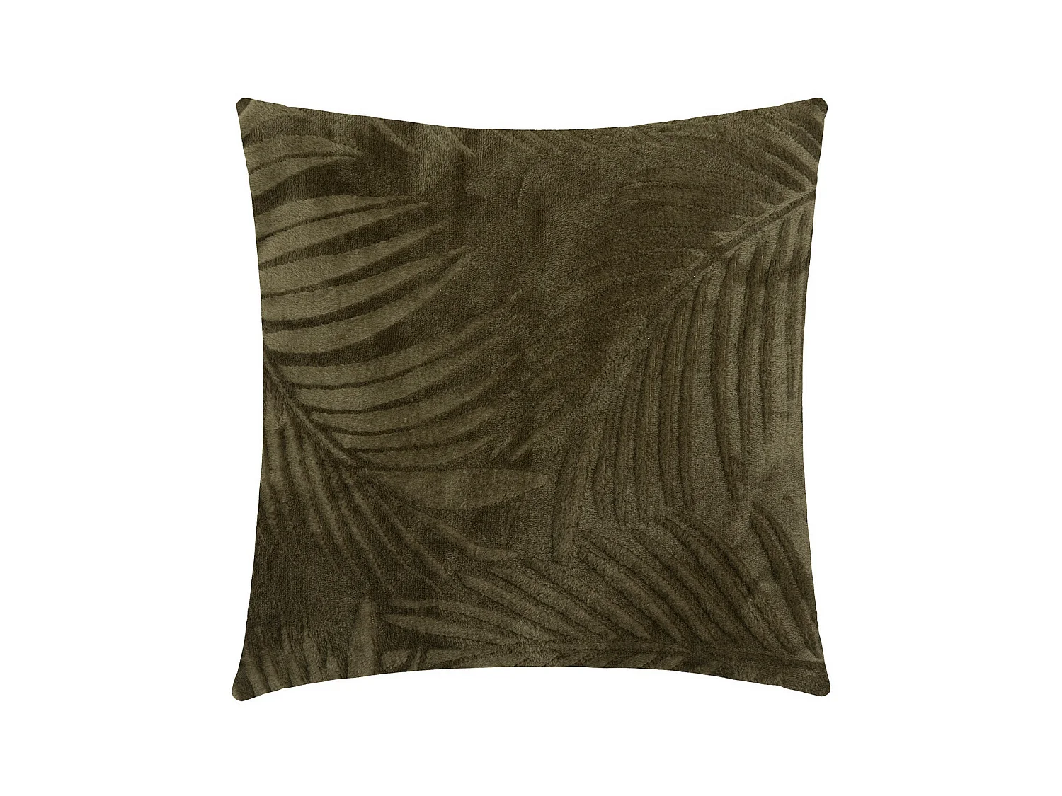 Coussin décoratif Flanelle Vert Kaki motifs en relief 40 x 40 cm