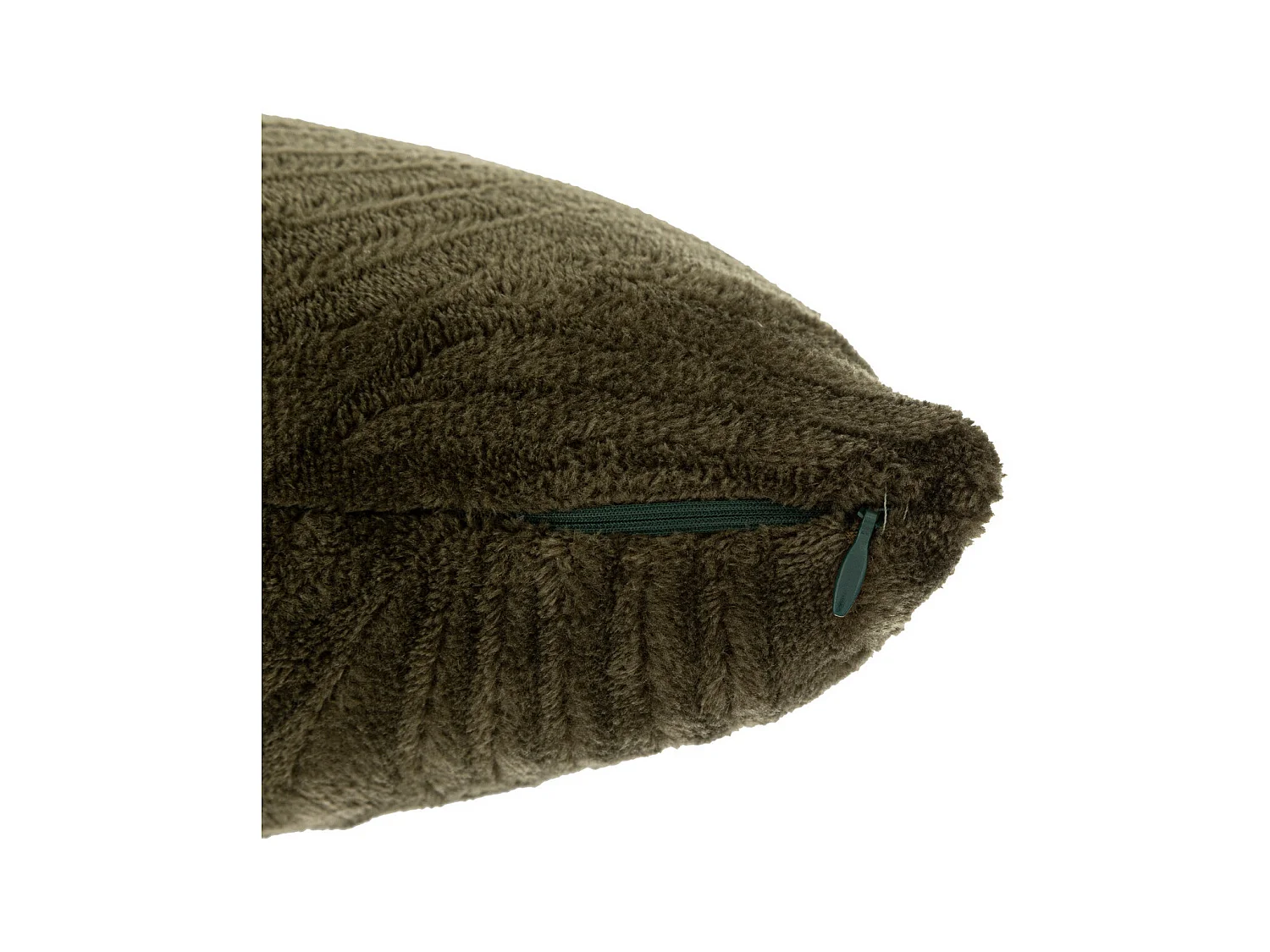 Coussin décoratif Flanelle Vert Kaki motifs en relief 40 x 40 cm