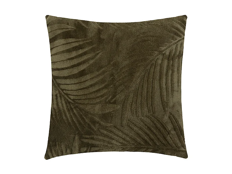Coussin décoratif Flanelle Vert Kaki motifs en relief 40 x 40 cm