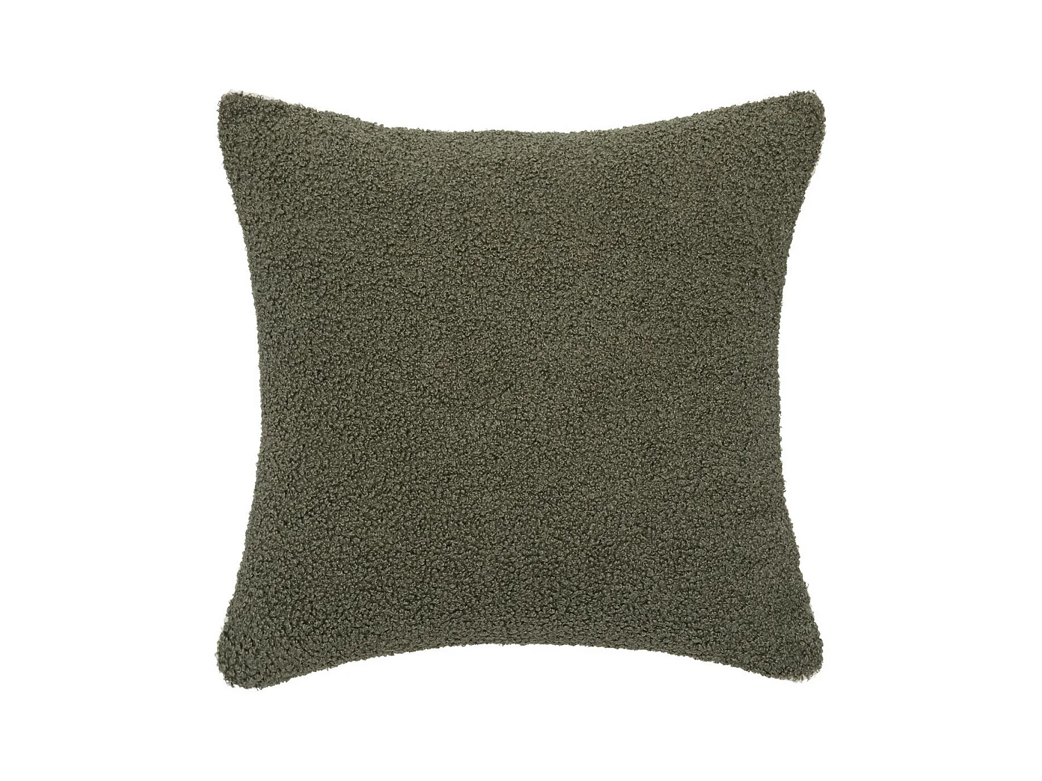 Coussin décoratif en Fourrure bouclette Vert Kaki & Ivoire 40 x 40 cm