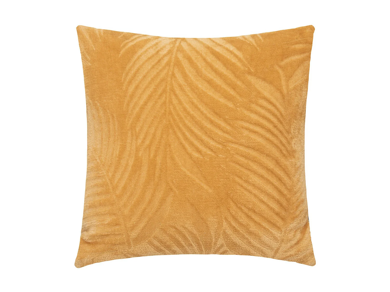 Coussin décoratif Flanelle Jaune Ocre motifs en relief 40 x 40 cm