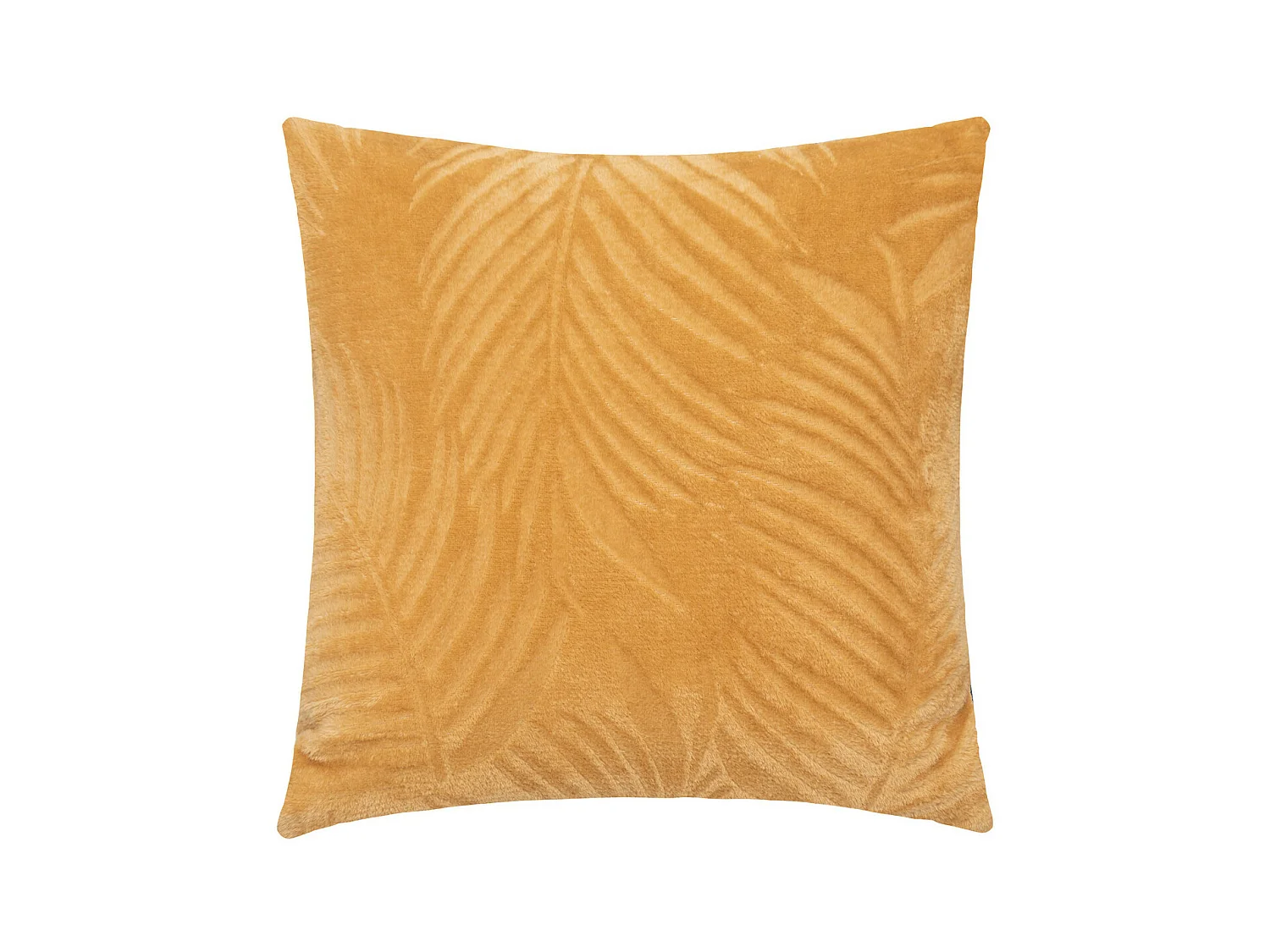 Coussin décoratif Flanelle Jaune Ocre motifs en relief 40 x 40 cm