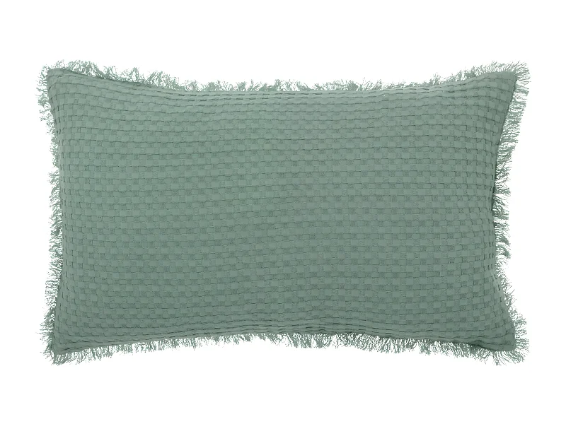 Coussin décoratif Vert Céladon nid d'abeille 30 x 50 cm