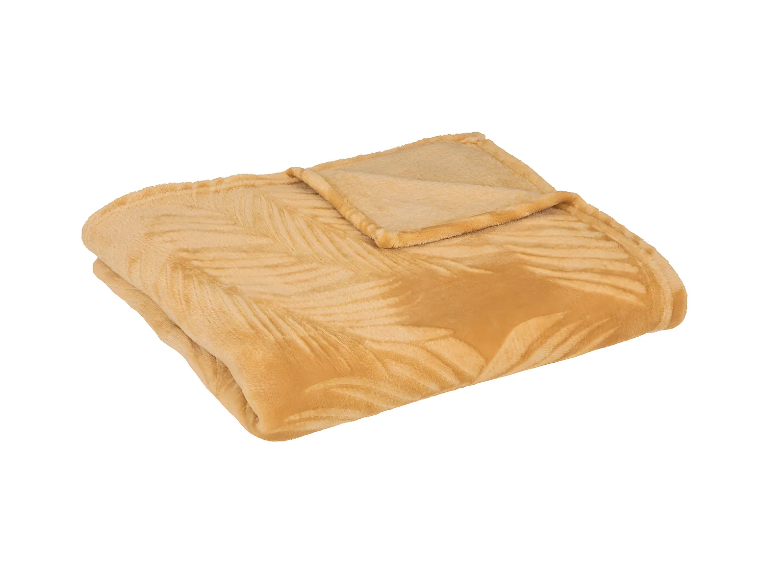 Plaid Flanelle Ocre motifs tropicaux 125 x 150 cm