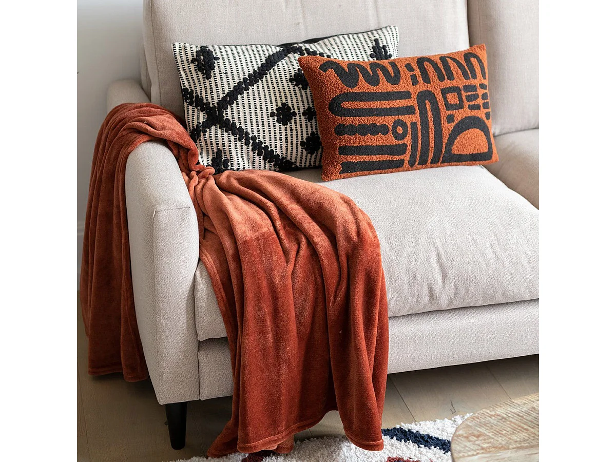 Plaid en fourrure bouclée Marron Cannelle 120 x 160 cm