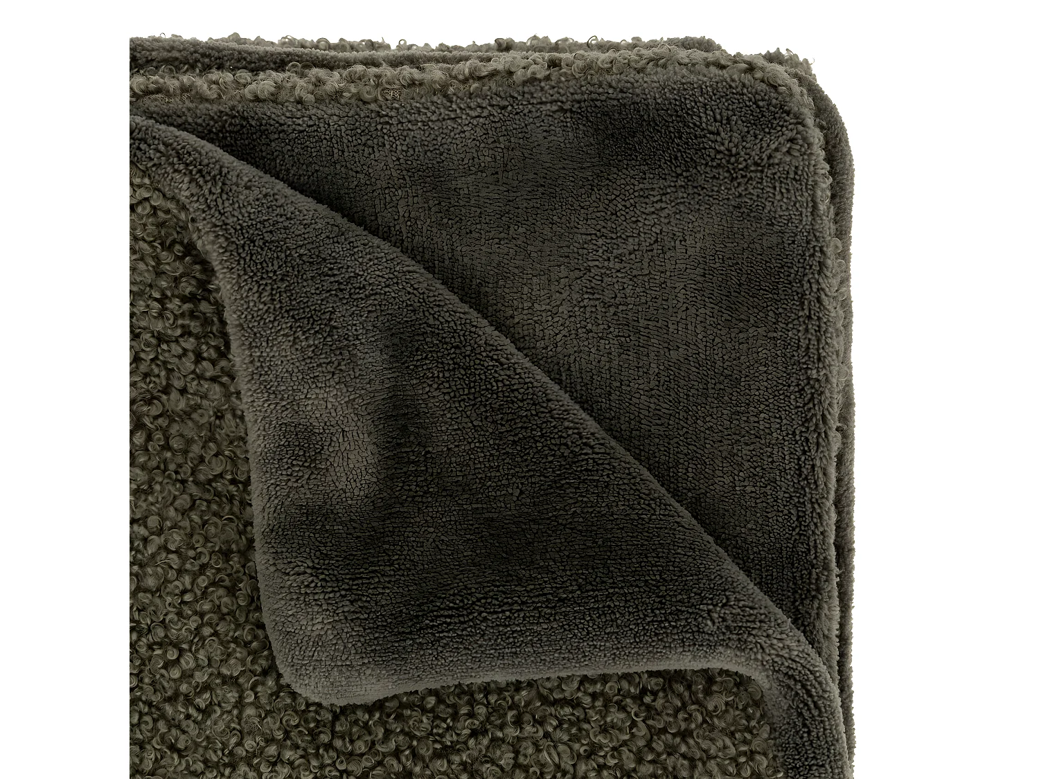 Plaid en fourrure bouclée Vert kaki 120 x 160 cm