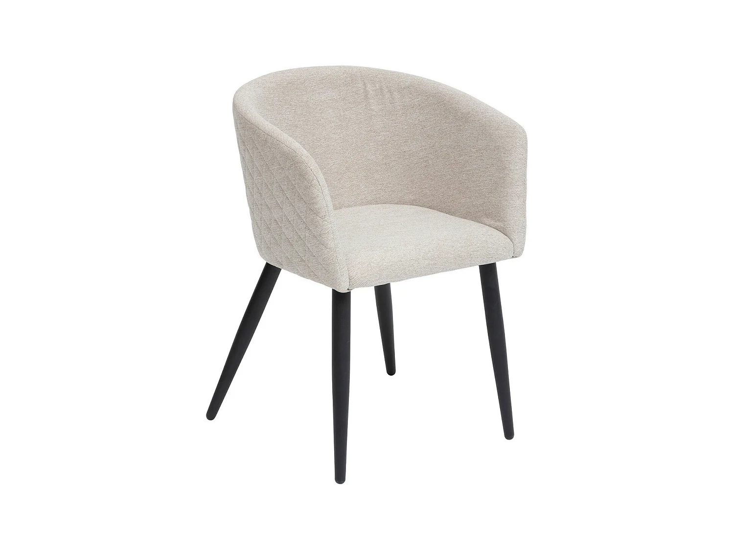 Chaise Fauteuil de table tissu façonné Beige et pieds en métal noir