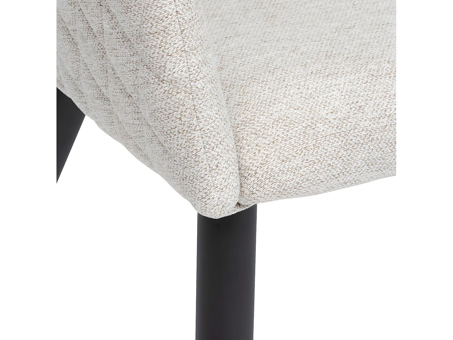 Chaise Fauteuil de table tissu façonné Beige et pieds en métal noir