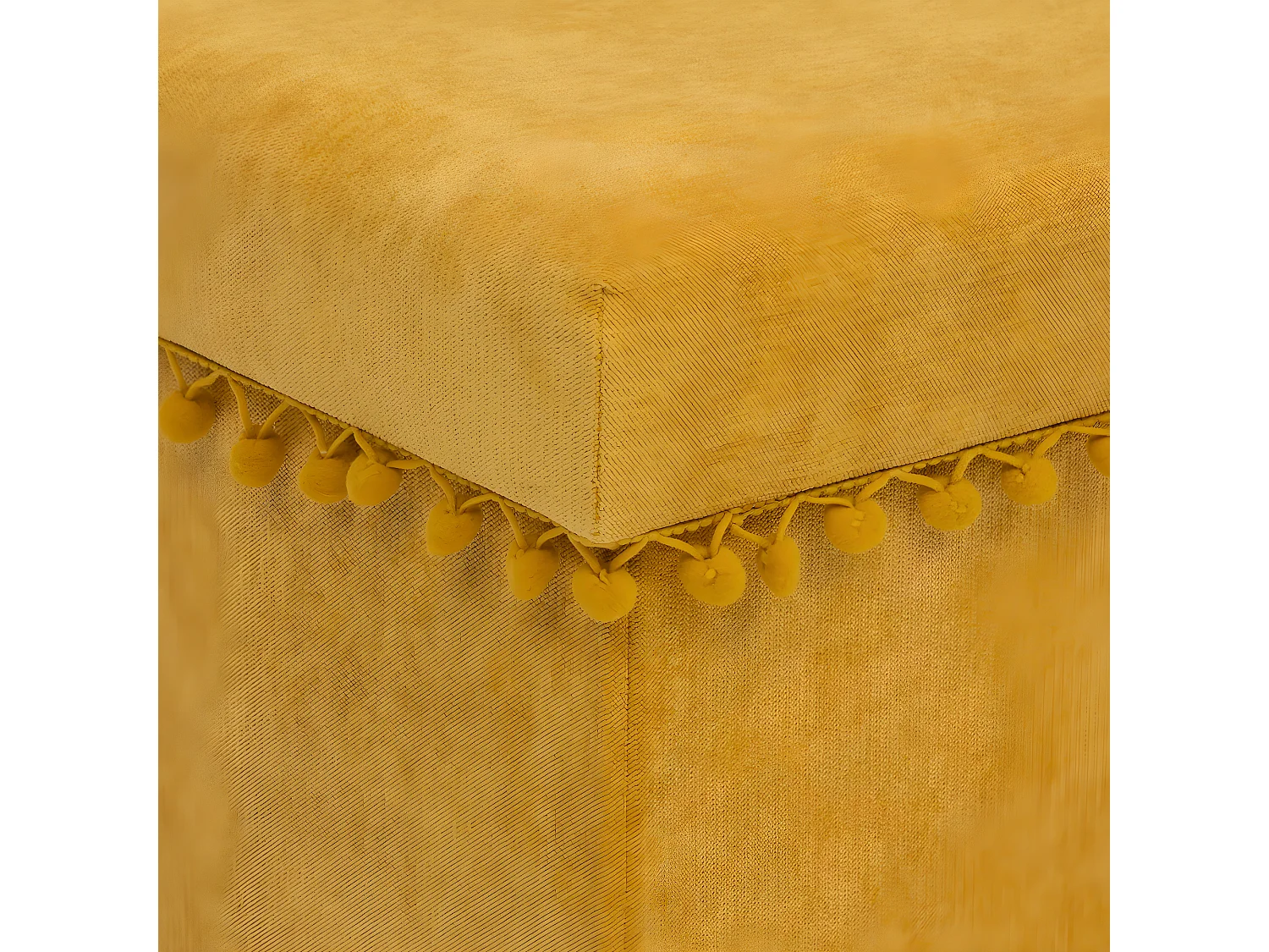2 en 1 Pouf pliant et coffre de rangement Jaune Ocre 40 x 39 cm
