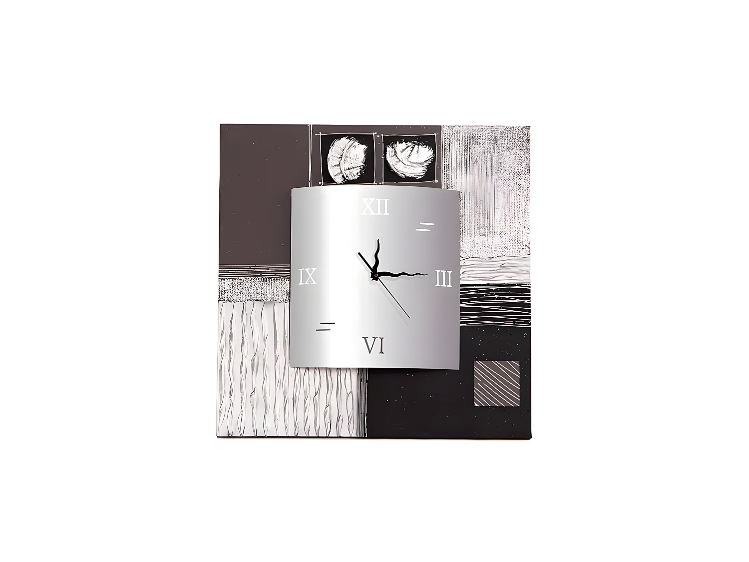 Reloj artesanal Maderas cuadrado Plata Negro Acrílico