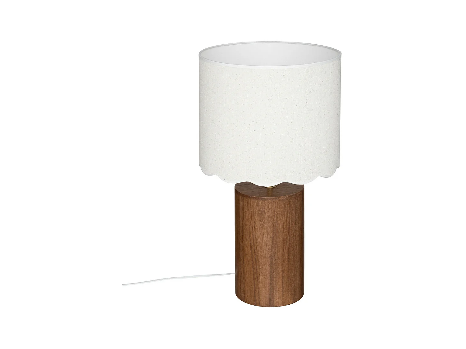 Lampe à poser en Bois et abat-jour Blanc dentelé  H 50 cm