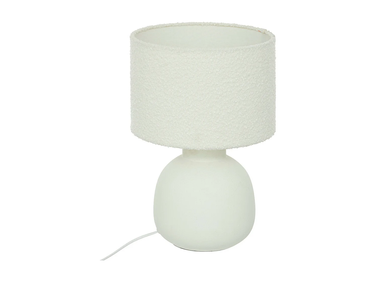 Lampe à poser en Céramique et Abat jour Blanc à bouclettes