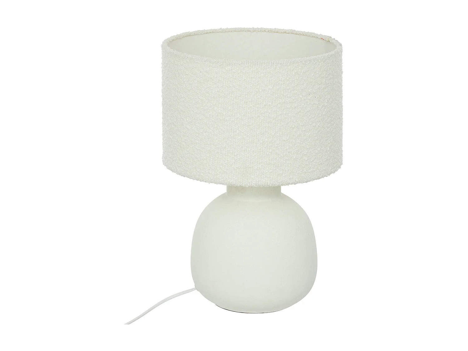 Lampe à poser en Céramique et Abat jour Blanc à bouclettes