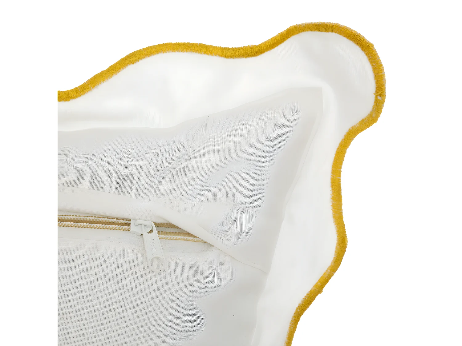 Coussin décoratif Blanc bordure dentelée et brodée 50 x 50 cm