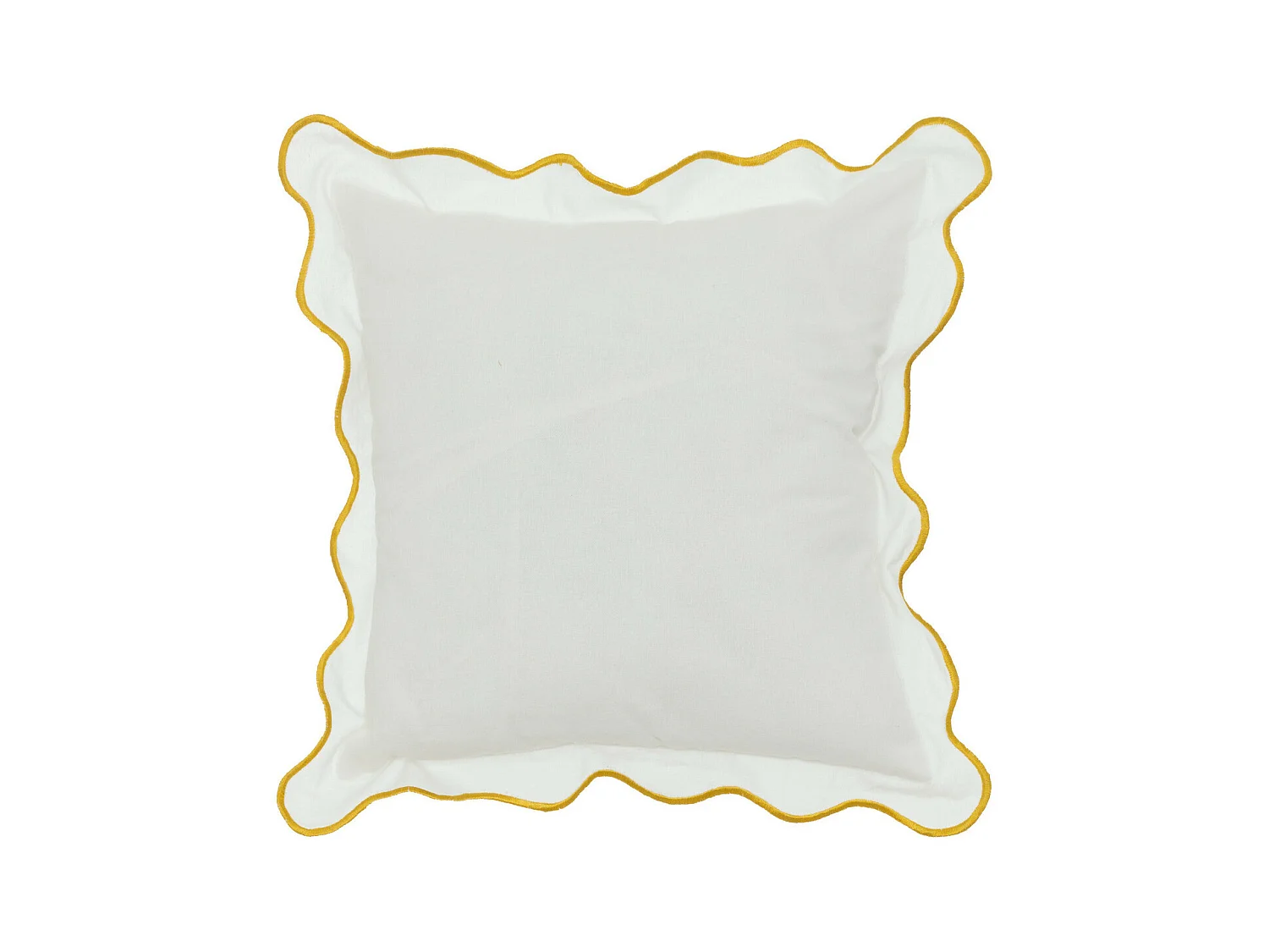 Coussin décoratif Blanc bordure dentelée et brodée 50 x 50 cm