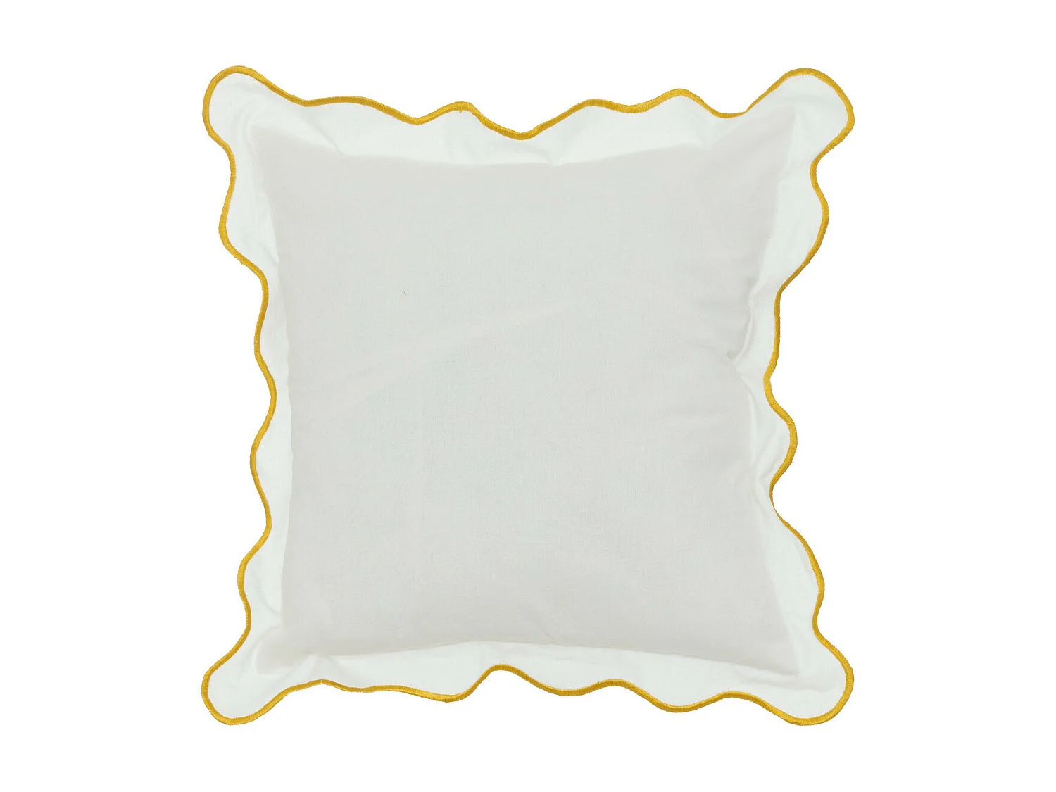 Coussin décoratif Blanc bordure dentelée et brodée 50 x 50 cm