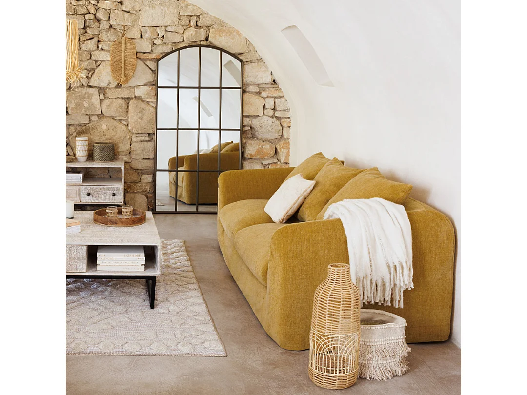 Coussin décoratif Blanc Ivoire effet Mohair 45 x 45 cm