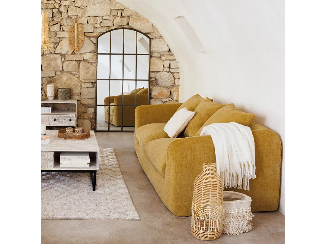 Coussin décoratif Blanc Ivoire effet Mohair 45 x 45 cm