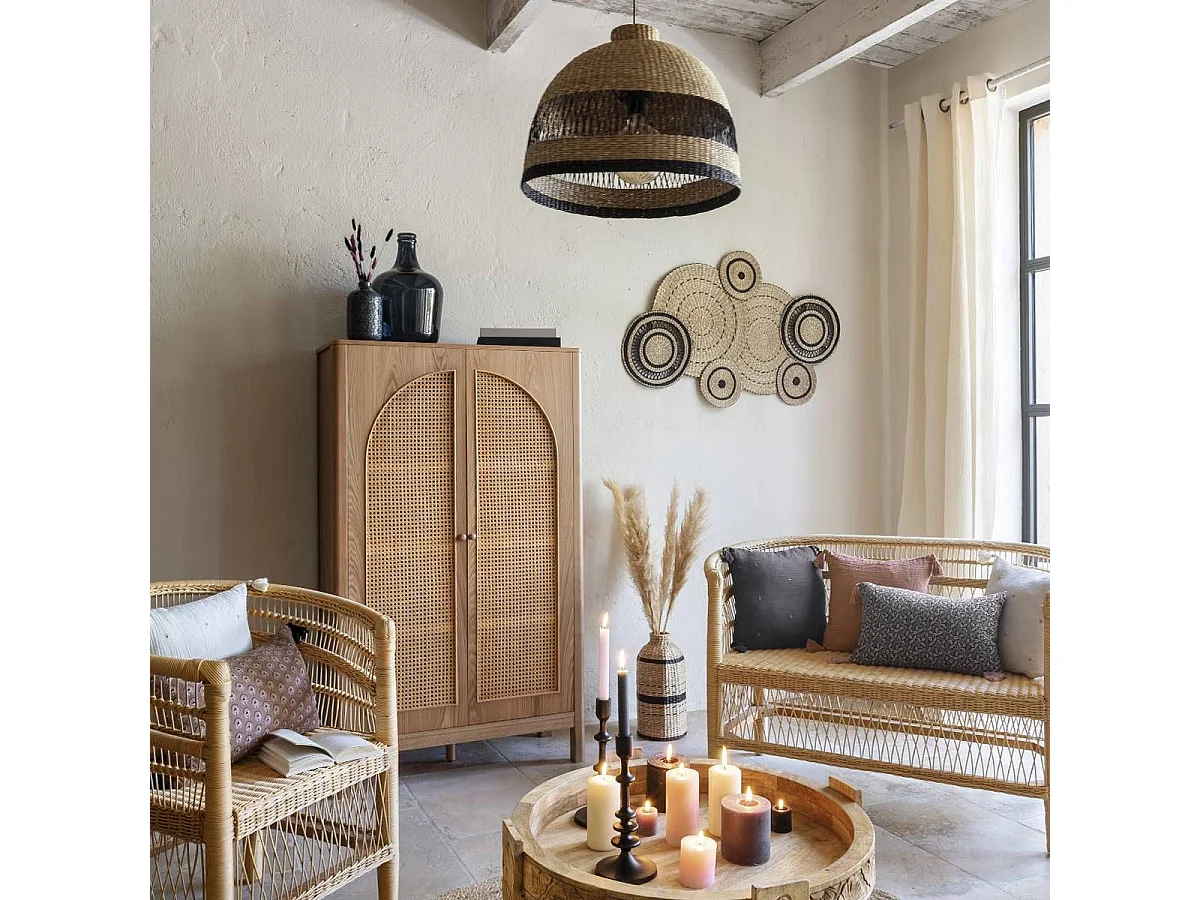 Vase en fibres naturelles tréssées H 40 cm