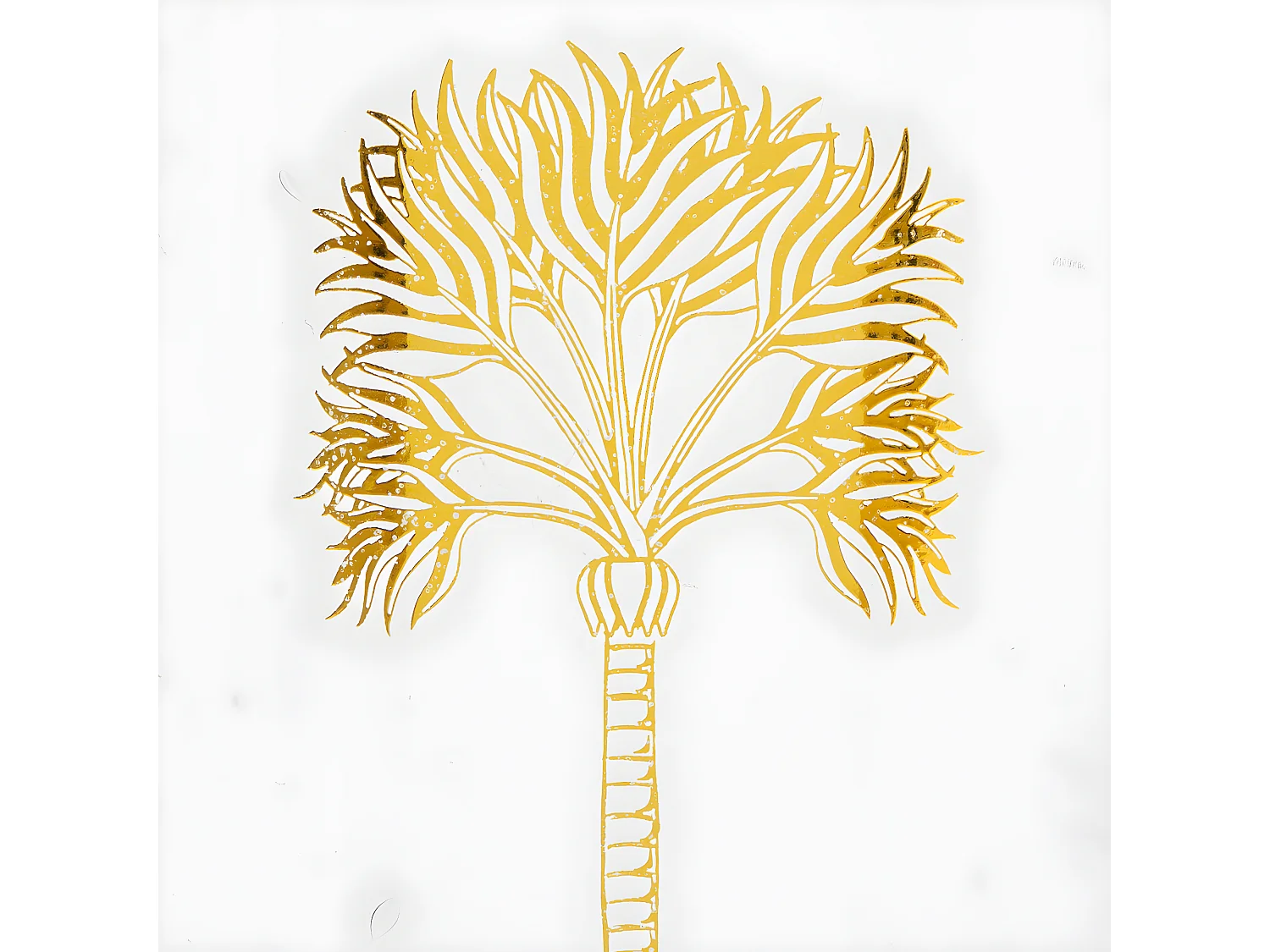 Vase bouteille en verre Transparent motif Palmier doré H 21.5 cm