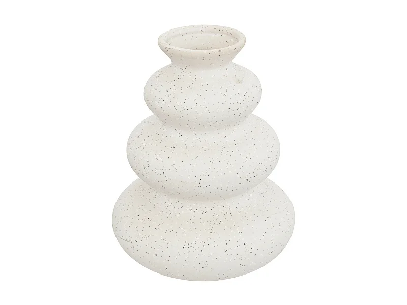 Vase en céramique mouchetée Blanc sable H 20 cm