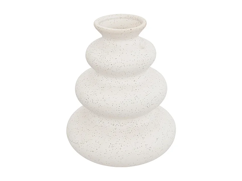 Vase en céramique mouchetée Blanc sable H 20 cm