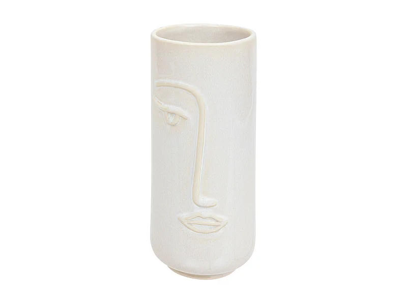 Vase Visage en céramique émaillée Blanche H 25 cm
