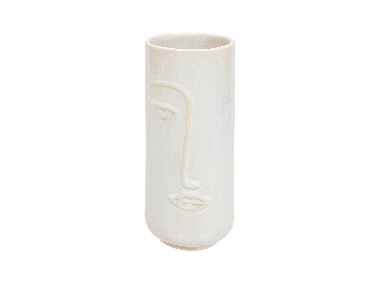 Vase Visage en céramique émaillée Blanche H 25 cm